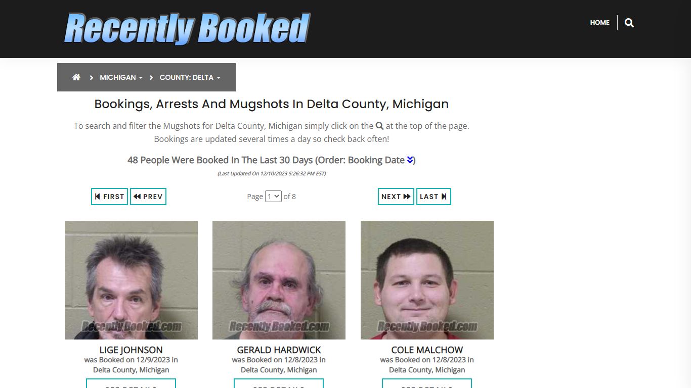 Recent bookings, Arrests, Mugshots in Delta County, Michigan