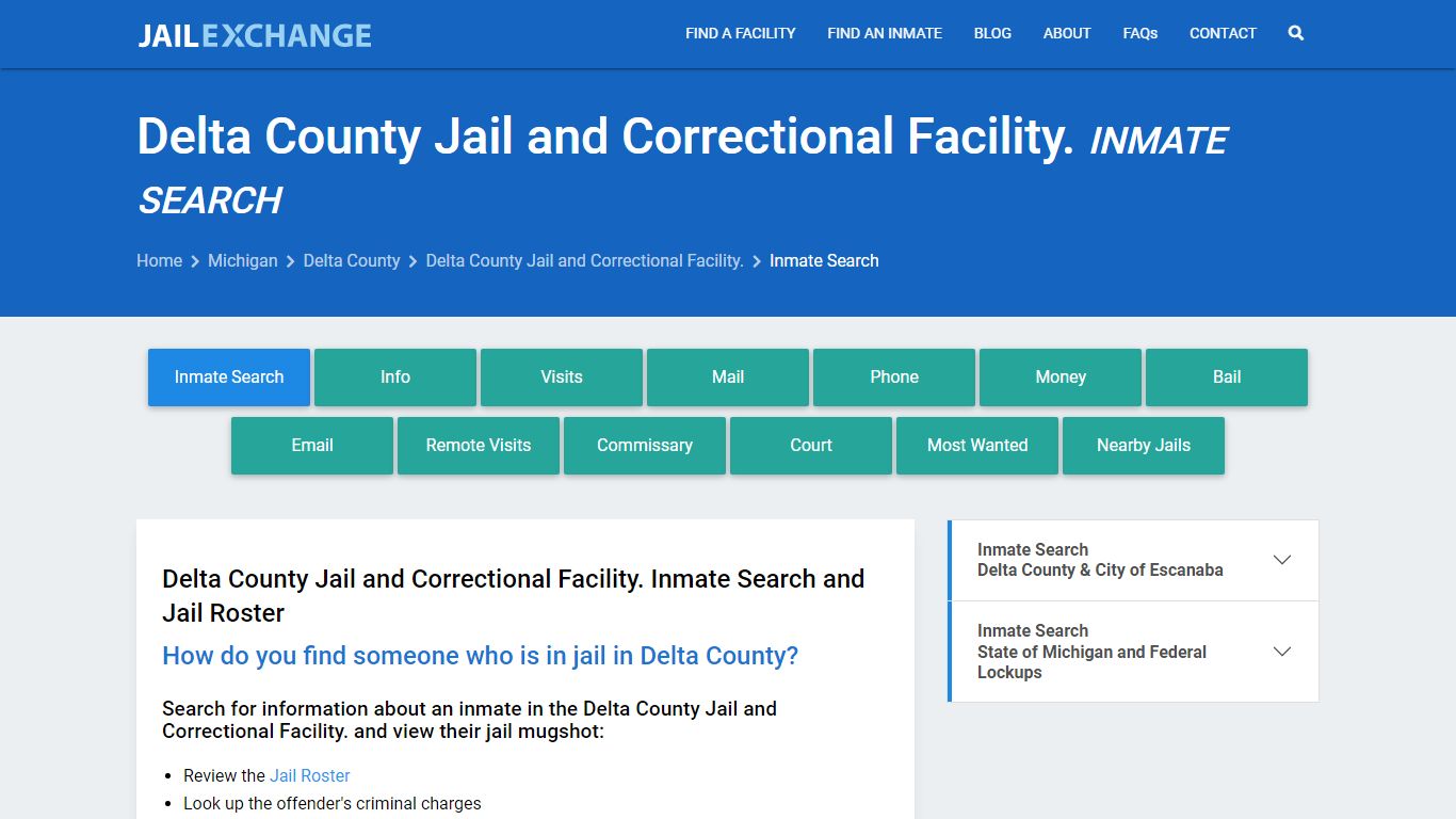 Delta County Jail and Correctional Facility. Inmate Search